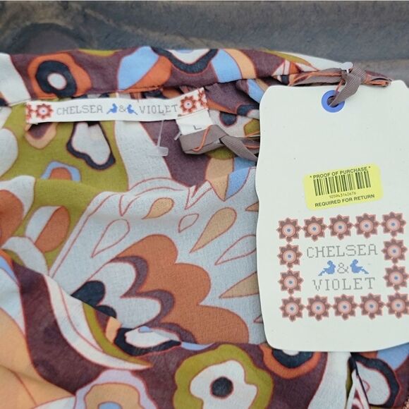 Chelsea & Violet 70s Retro Boho Scarf Dress Size L NWT Multicolor Old Money - Picture 9 of 12
